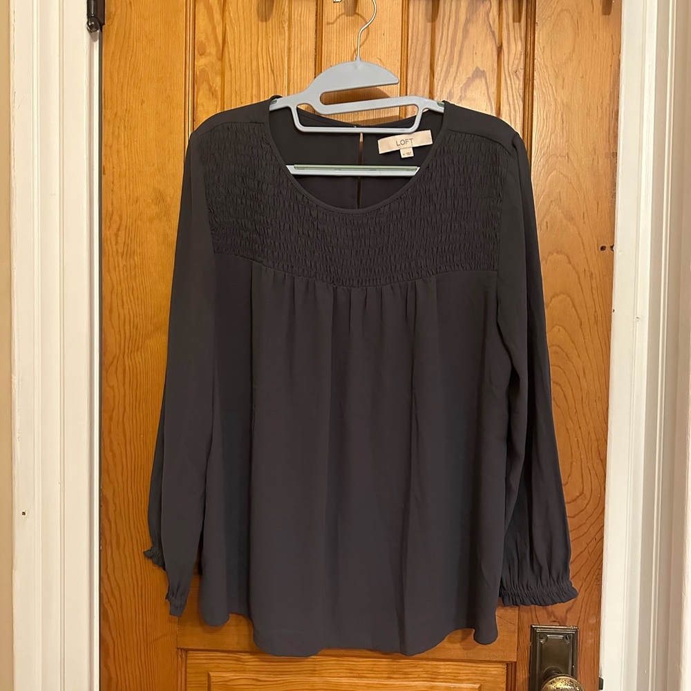 Loft long sleeve. Grey blouse. Size Medium.